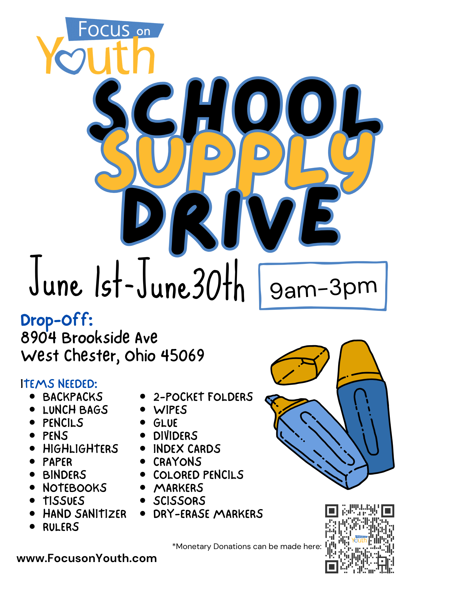 focusonyouth schoolsupplydrive